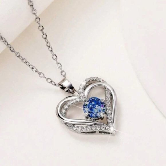 Eternal Love Cubic Zirconia Heart Charm Necklace - Picture 2 of 4